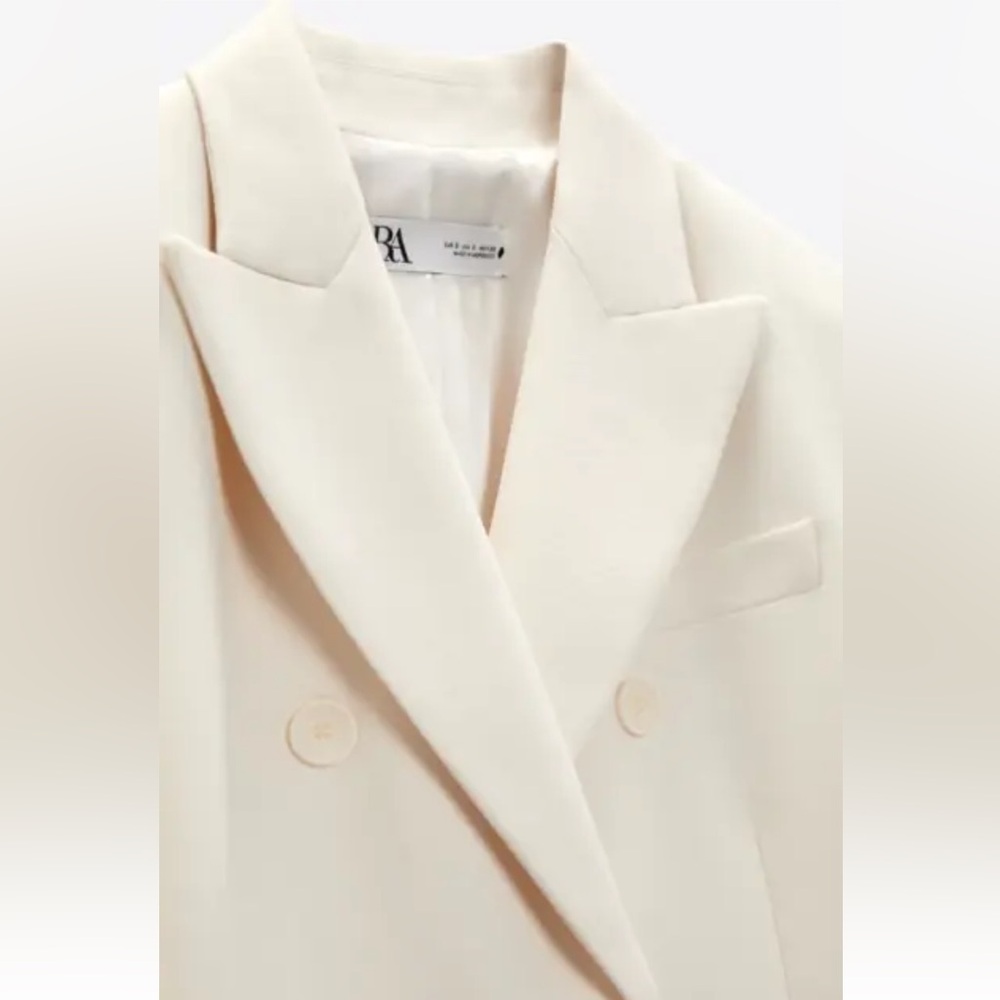 Zara blazer ecru oversize double breasted casual office suit jacket - Picture 11 of 11